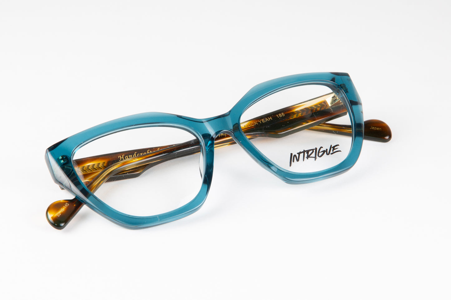 INTRIGUE style F YEAH c185 teal clear brown wood acetate 53-16-145 Japan