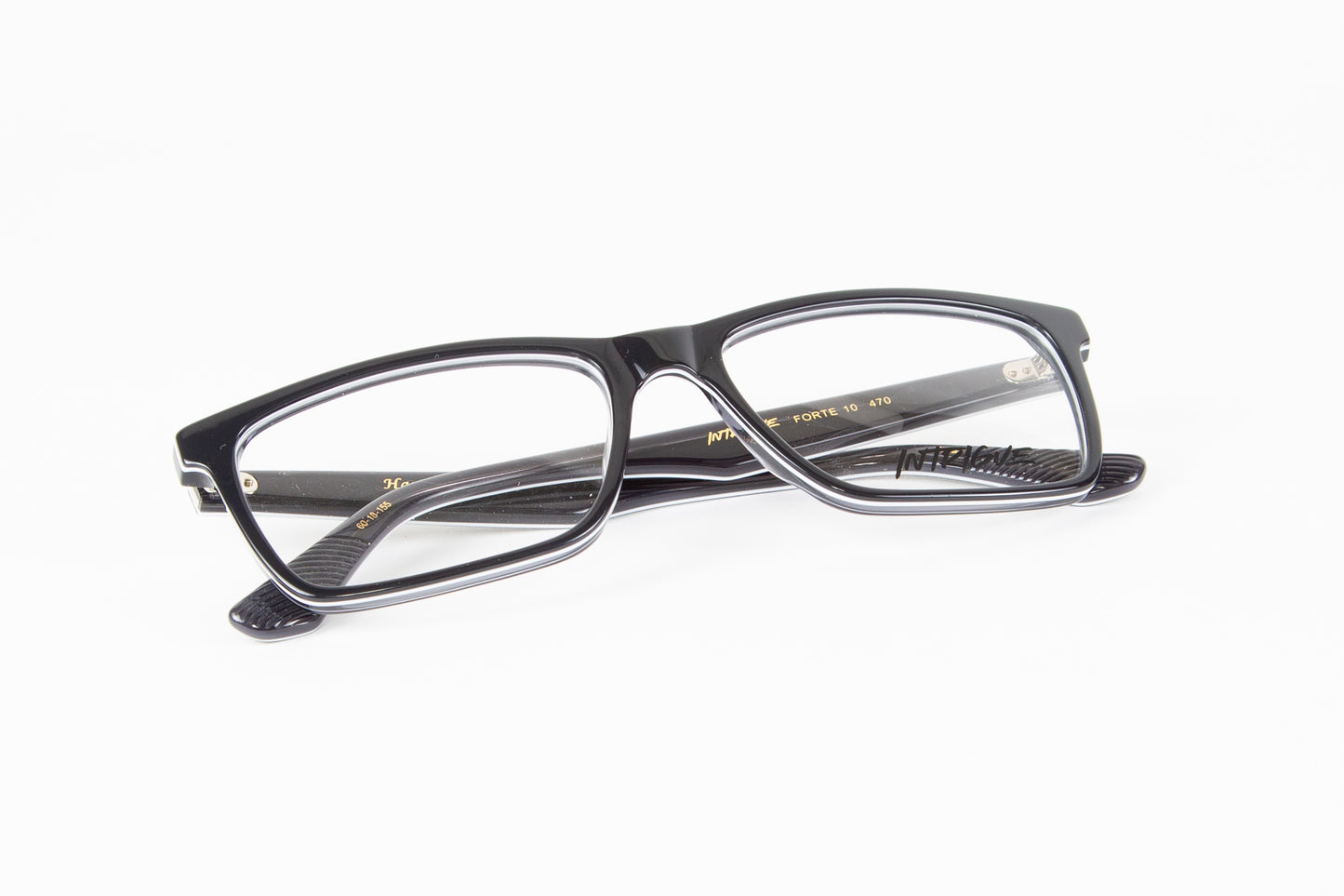 INTRIGUE style FORTE 10 c470 black with white stripe acetate 60-18-155 Japan