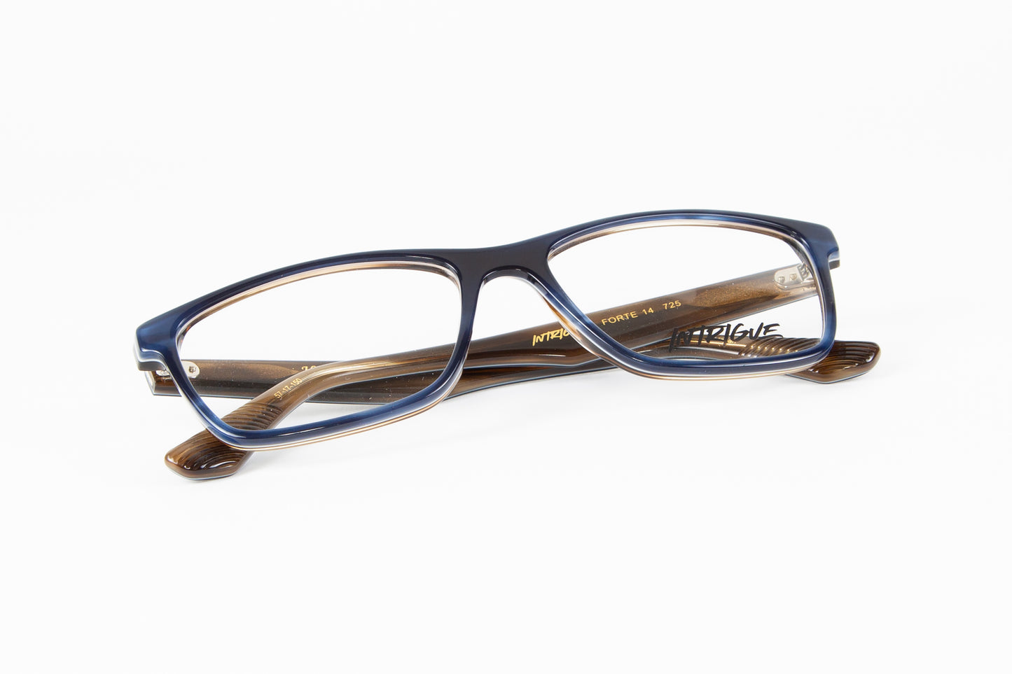 INTRIGUE style FORTE 14 c725 blue horn brown acetate 57-17-150 Japan