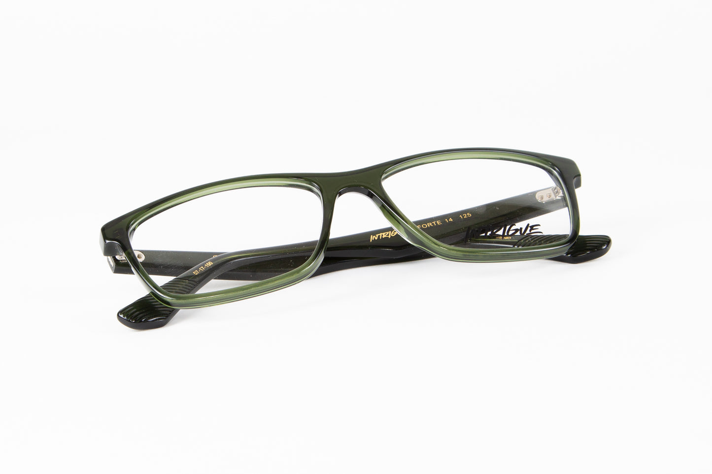 INTRIGUE style FORTE 14 c125 bottle green khaki clear acetate 57-17-150 Japan