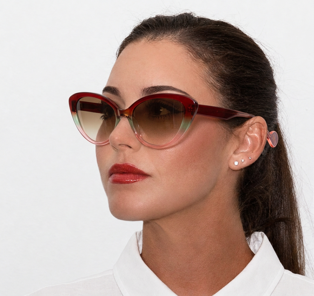 INTRIGUE sunglasses NO CHANCE c269 translucent red grey pink gradient fade clear acetate 57-17-140 Japan eyeglasses eyewear