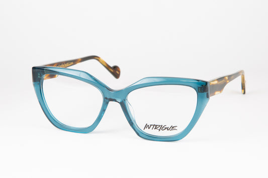 INTRIGUE style F YEAH c185 teal clear brown wood acetate 53-16-145 Japan