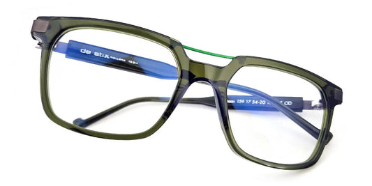 De Stijl SEBASTIAAN 159.17 bottle khaki green clear acetate size 54-20-150