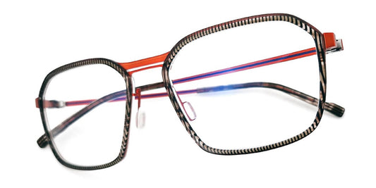 De Stijl VINCENT 169.18 aviator red grey stripes clear size 55-19-145