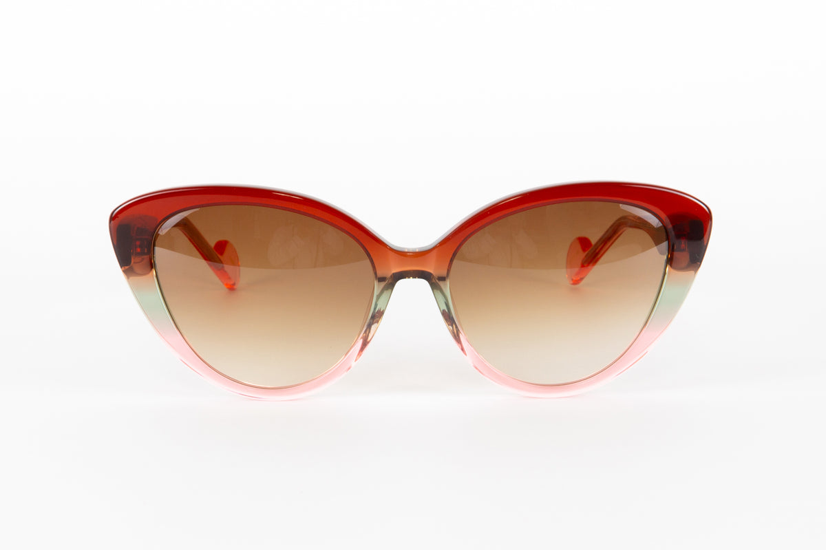 INTRIGUE sunglasses NO CHANCE c269 translucent red grey pink gradient fade clear acetate 57-17-140 Japan eyeglasses eyewear