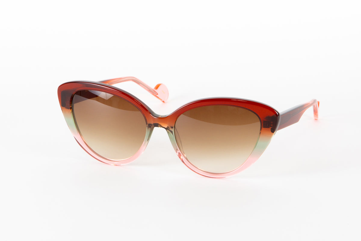 INTRIGUE sunglasses NO CHANCE c269 translucent red grey pink gradient fade clear acetate 57-17-140 Japan eyeglasses eyewear