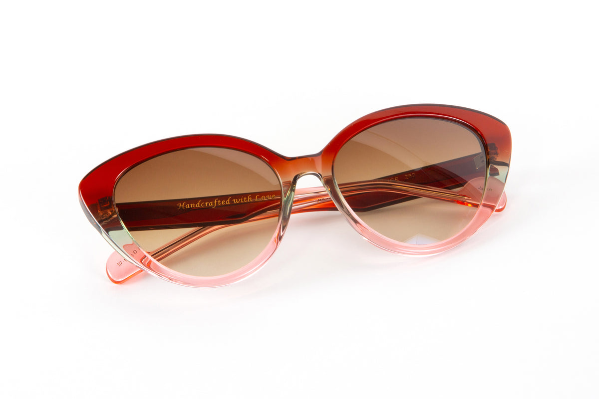 INTRIGUE sunglasses NO CHANCE c269 translucent red grey pink gradient fade clear acetate 57-17-140 Japan eyeglasses eyewear