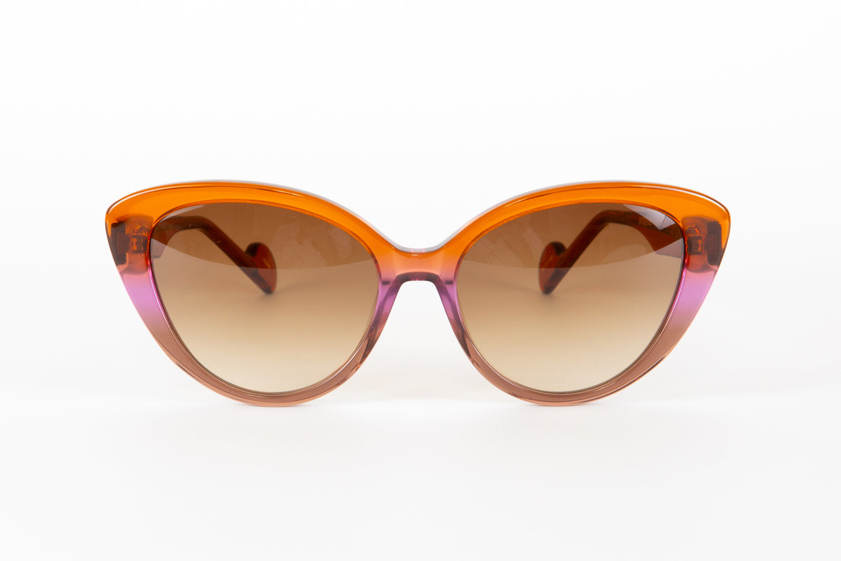 INTRIGUE sunglasses NO CHANCE c453 translucent orange purple brown gradient fade clear acetate 57-17-140 Japan eyeglasses eyewear