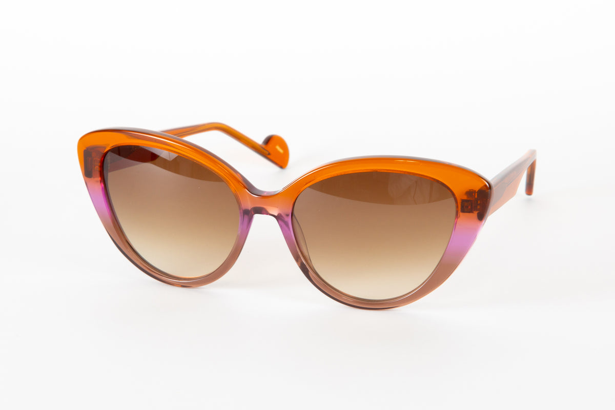 INTRIGUE sunglasses NO CHANCE c453 translucent orange purple brown gradient fade clear acetate 57-17-140 Japan eyeglasses eyewear