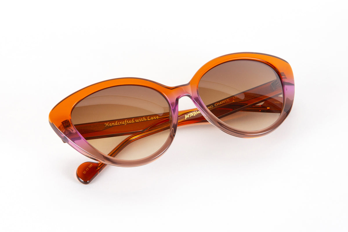 INTRIGUE sunglasses NO CHANCE c453 translucent orange purple brown gradient fade clear acetate 57-17-140 Japan eyeglasses eyewear