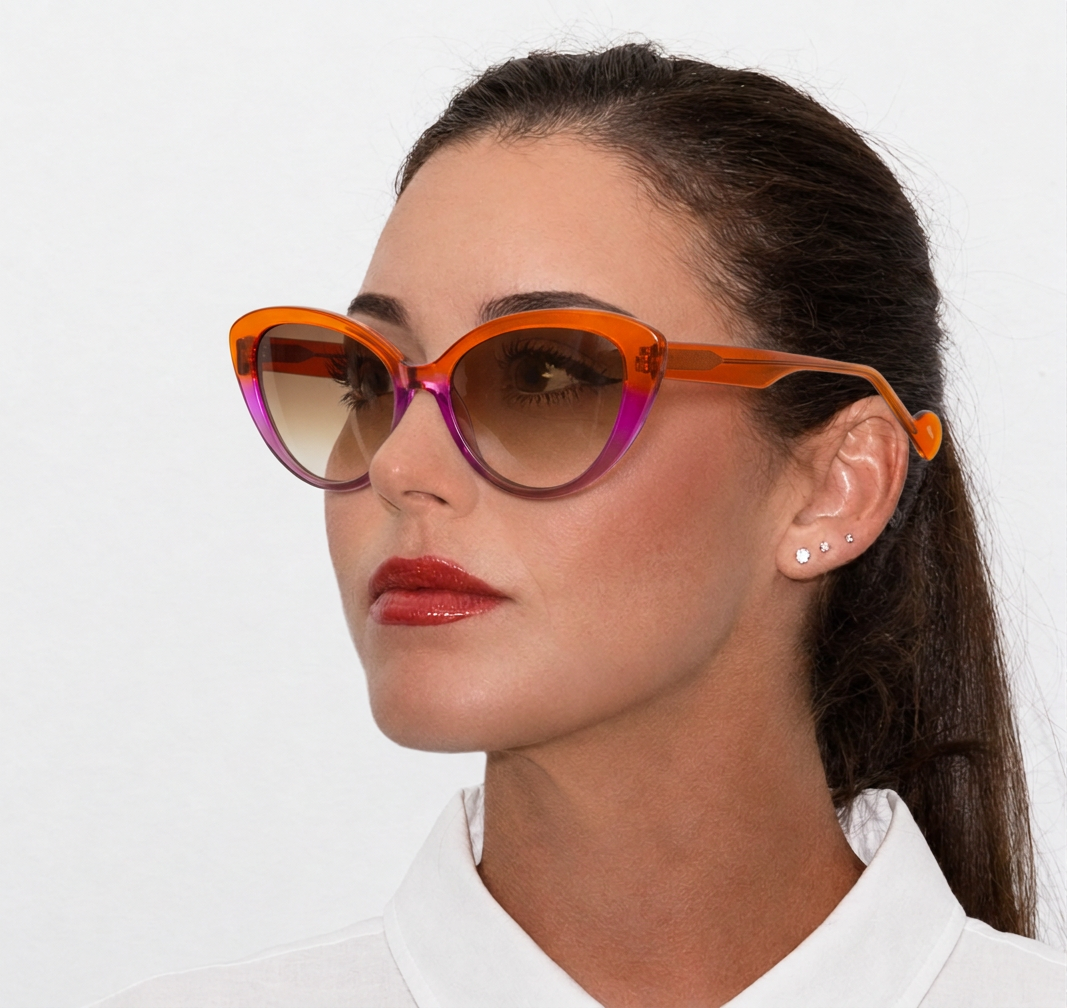 INTRIGUE sunglasses NO CHANCE c453 translucent orange purple brown gradient fade clear acetate 57-17-140 Japan eyeglasses eyewear