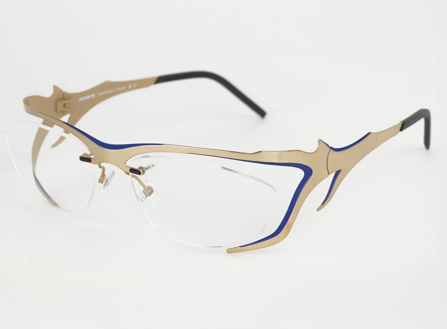 Parasite Eyewear rimless eyeglasses frame CHROMA 1 gold blue c51 made in France